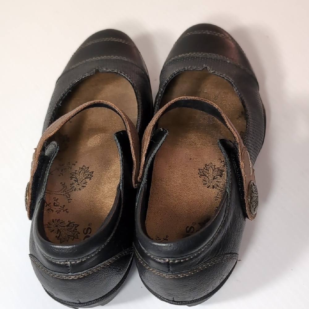 Taos Footwear Mary Jane Flats Black with Brown Strap Size 7.5 - Picture 8 of 9
